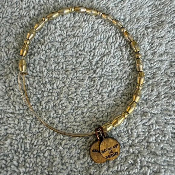 Women's Alex and Ani Gold Beaded Bangle Bracelet One Size - Picture 2 of 7